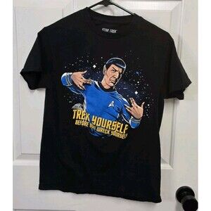Star Trek Spock Trek Yourself Before You Wreck Yourself Men's Black T-Shirt S